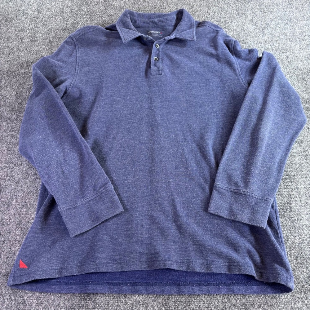 UNTUCKit Polo Shirt Mens XL Blue Long Sleeve Cotton Blend Heathered Logo